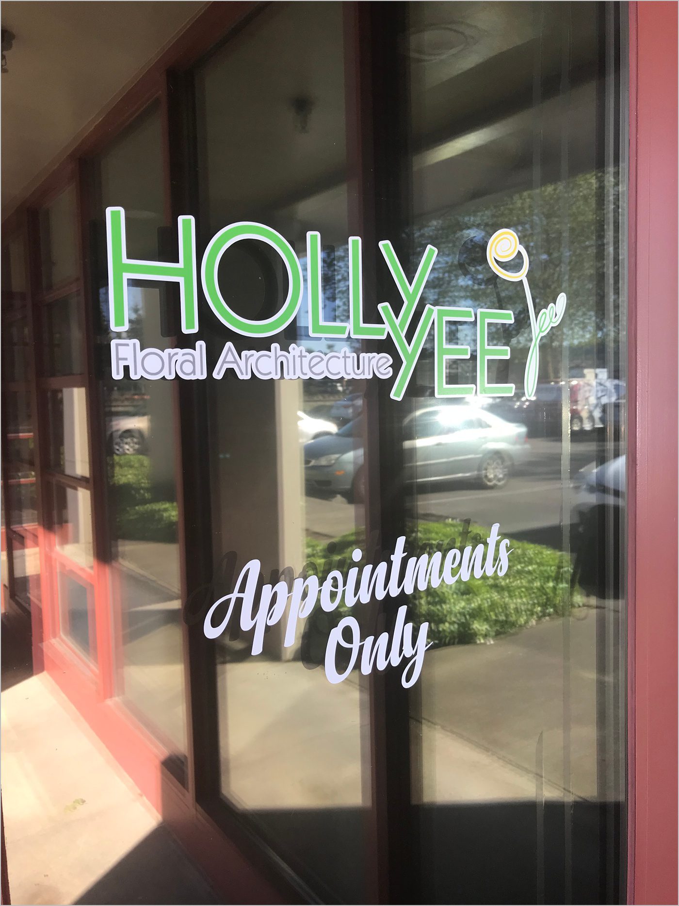 window decal of holly yee floral architecture