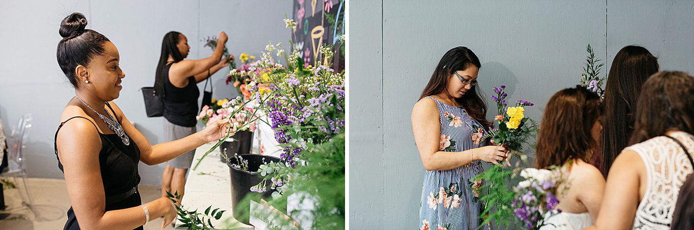 women choosing loose stem flowers 