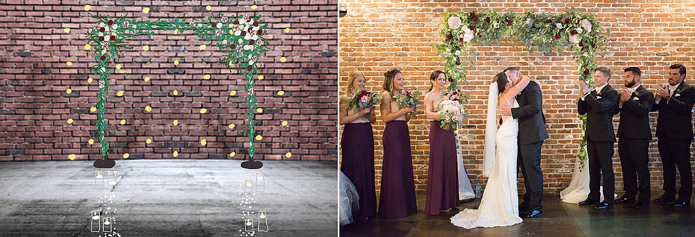 wedding ceremony floral backdrop