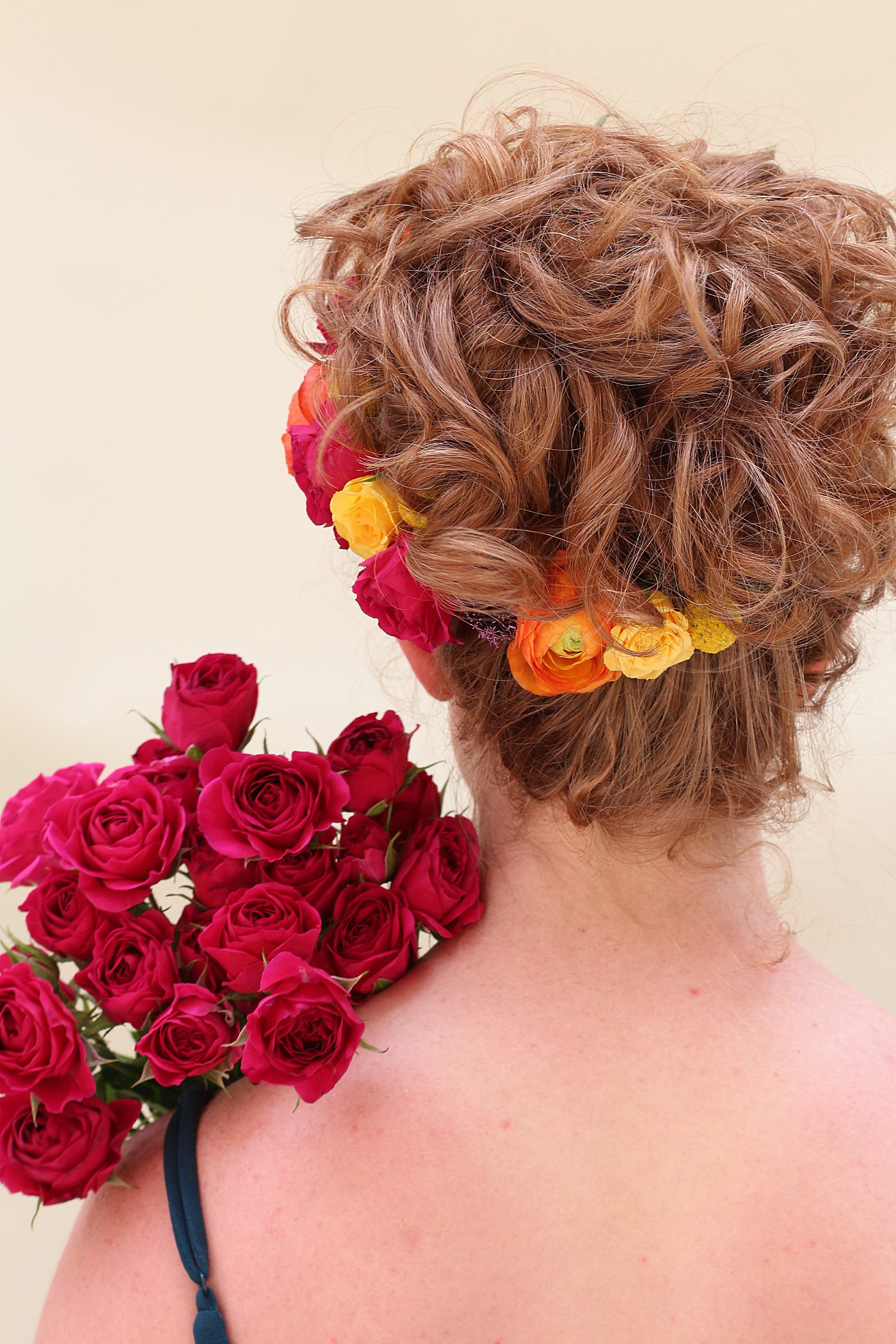 colorful flowers in an up-do