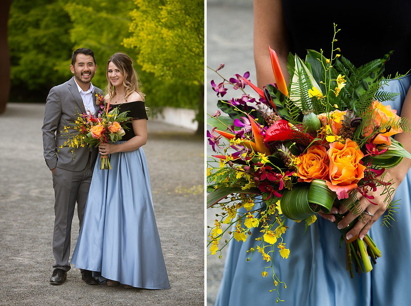 colorful tropical wedding bouquet