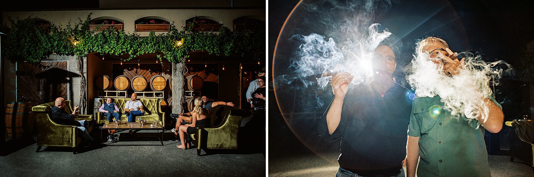 groom smoking a cigar