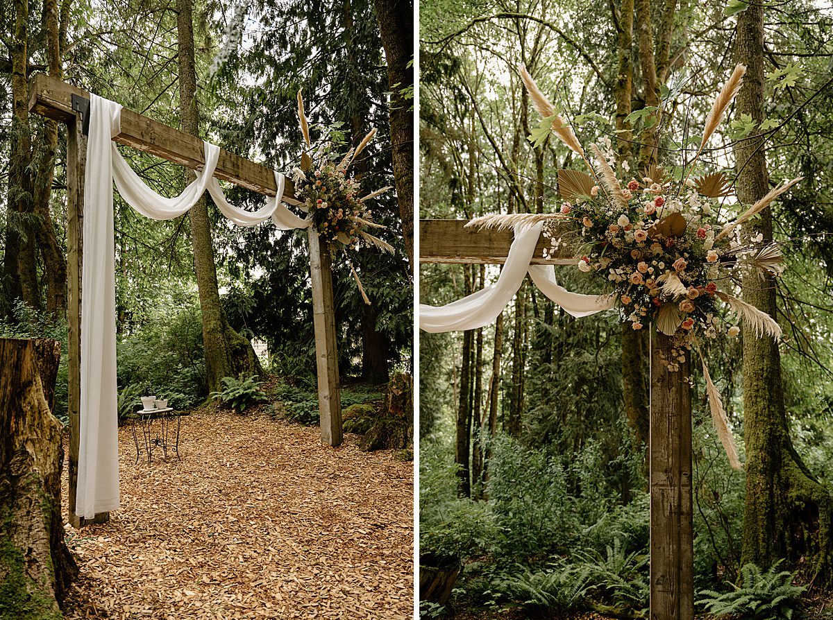 wedding arch with boho florals