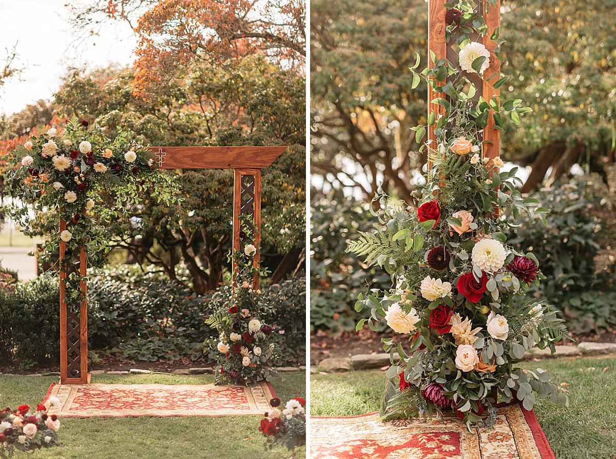 wedding arch with fall flowrers