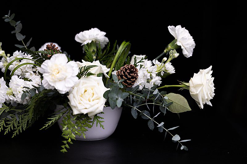 small white and green floral arrangement