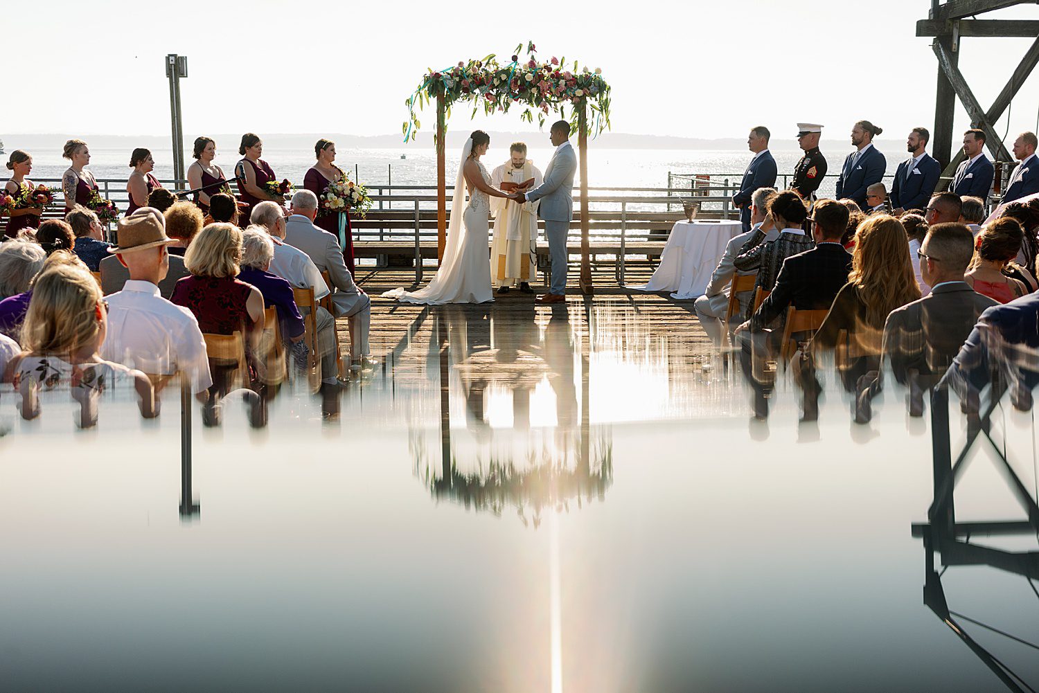 wedding ceremony at Ray's Boathouse in Seattle