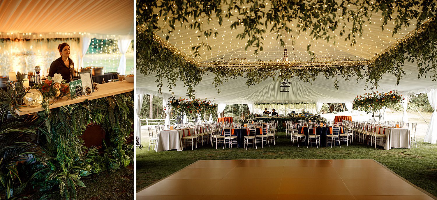 greenery hanging above a dance floor