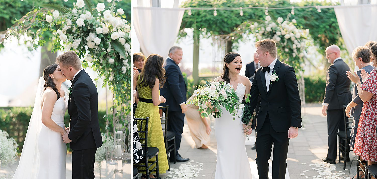 bride and groom kissing during the ceremony