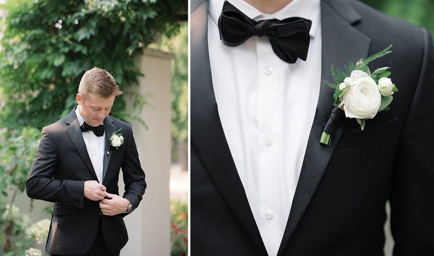 white ranunculus boutonniere