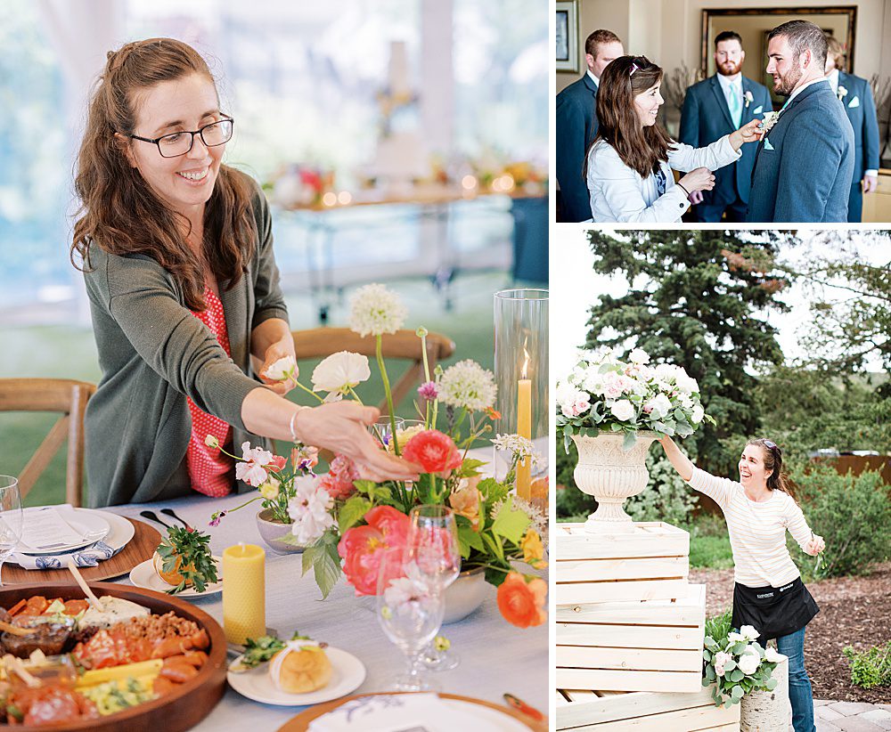 holly yee arranging wedding flowers