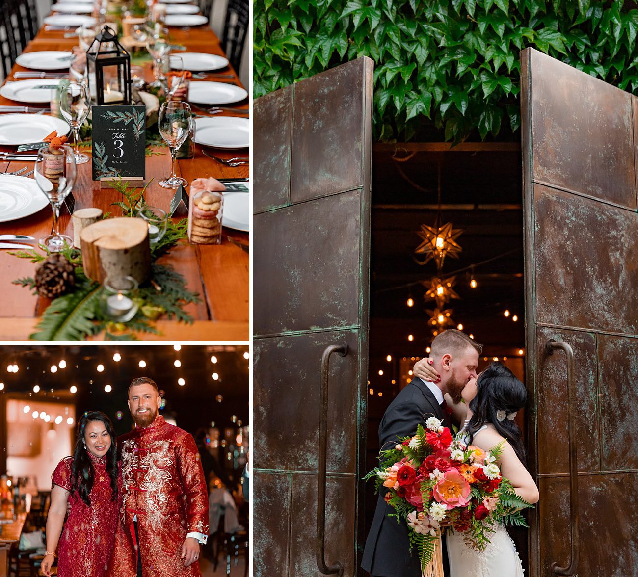 Bride and Groom in traditional Chinese wedding attire at JM Cellars